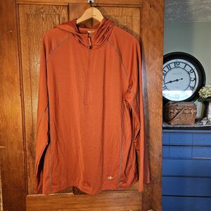 NordicTrack Men’s Large Orange NT Dri-Long Sleeve Quarter-Zip Hoodie Athletic